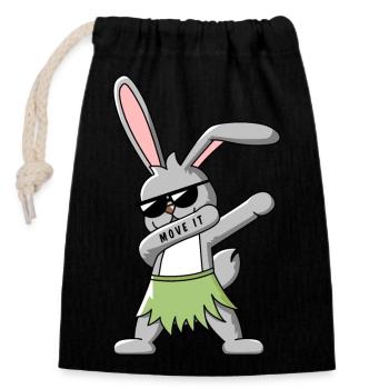 DAB TANZ HASE T-SHIRT - Verschließbarer Geschenkbeutel aus Baumwolle (14x20cm) - Schwarz - Vorne