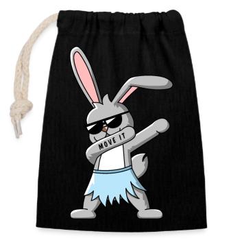 Dabbing Hase mit Hawaii Rock Design Geschenkidee - Verschließbarer Geschenkbeutel aus Baumwolle (14x20cm) - Schwarz - Vorne