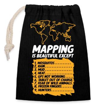 Conception cartographique - Sac cadeau en coton avec cordon (14 x 20 cm) - noir - Devant
