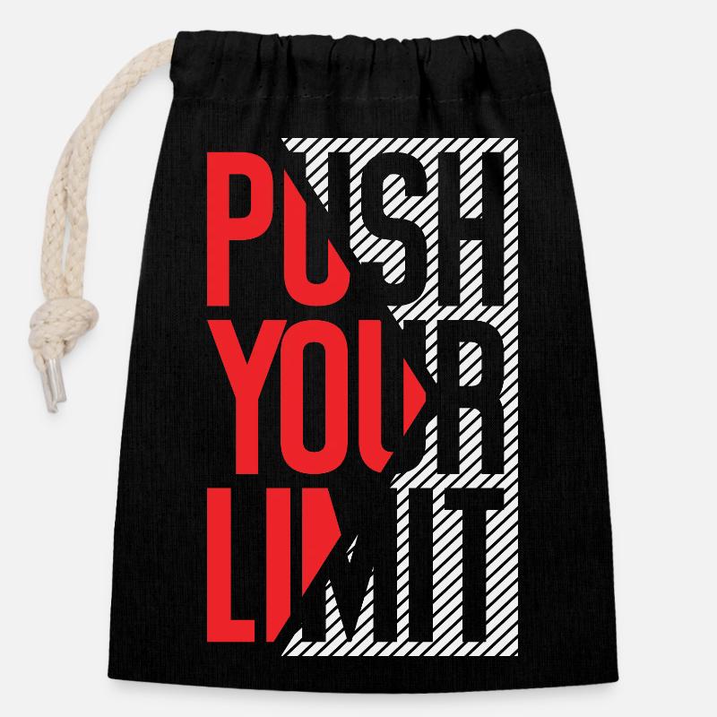 push your limits - Sac cadeau en coton avec cordon (14 x 20 cm) - noir