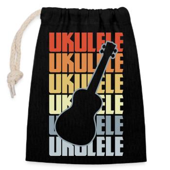 Vintage Ukulele - Verschließbarer Geschenkbeutel aus Baumwolle (14x20cm) - Schwarz - Vorne
