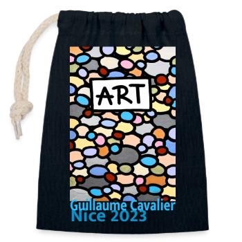 Galets Art - Sac cadeau en coton avec cordon (14 x 20 cm) - bleu marine - Devant