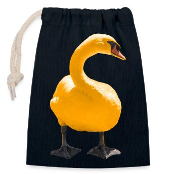 swan - Closable cotton gift bag (14x20cm) - navy - Front