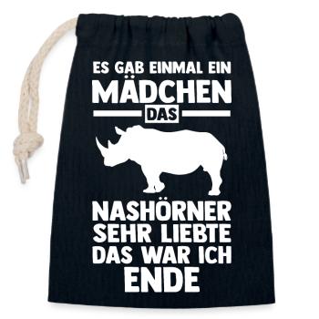 Nashorn - Verschließbarer Geschenkbeutel aus Baumwolle (14x20cm) - Navy - Vorne