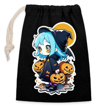 Halloween - Hexen-Manga - Verschließbarer Geschenkbeutel aus Baumwolle (14x20cm) - Schwarz - Vorne