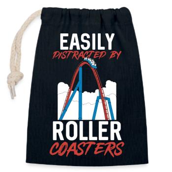 Roller Coaster Roller Coaster Amusement Park - Closable cotton gift bag (14x20cm) - navy - Front