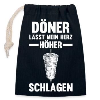 Dönerspieß Kebab Döner - Verschließbarer Geschenkbeutel aus Baumwolle (14x20cm) - Navy - Vorne