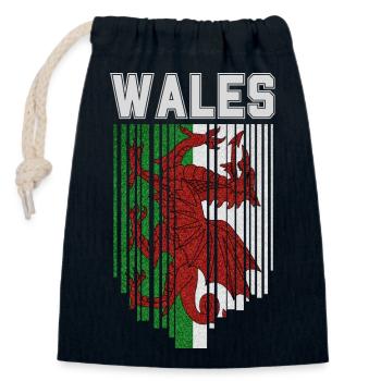 Drapeau du Pays de Galles, fierté galloise - Sac cadeau en coton avec cordon (14 x 20 cm) - bleu marine - Devant