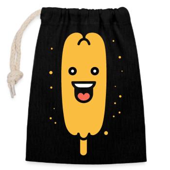 Corn dog food - Closable cotton gift bag (14x20cm) - black - Front