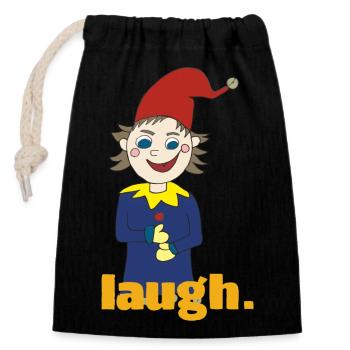 Kasper Laugh - Closable cotton gift bag (14x20cm) - black - Front