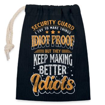Security guard building night shift - Closable cotton gift bag (14x20cm) - navy - Front