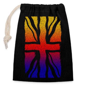 Union Jack Rainbow Distressed wave - Closable cotton gift bag (14x20cm) - black - Front