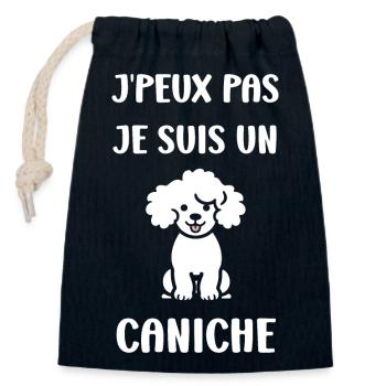 Humour chien petit caniche - Sac cadeau en coton avec cordon (14 x 20 cm) - bleu marine - Devant