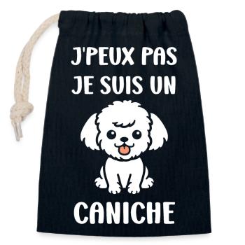 Humour chien petit caniche - Sac cadeau en coton avec cordon (14 x 20 cm) - bleu marine - Devant