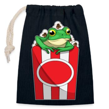 Frosch Popcorn - Verschließbarer Geschenkbeutel aus Baumwolle (14x20cm) - Navy - Vorne