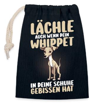 Hund Whippet - Verschließbarer Geschenkbeutel aus Baumwolle (14x20cm) - Navy - Vorne