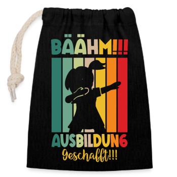 Ausbildung Geschafft Abschiedsgeschenk 2024 - Verschließbarer Geschenkbeutel aus Baumwolle (14x20cm) - Schwarz - Vorne