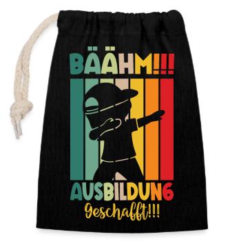 Ausbildung Geschafft Abschiedsgeschenk 2024 - Verschließbarer Geschenkbeutel aus Baumwolle (14x20cm) - Schwarz - Vorne