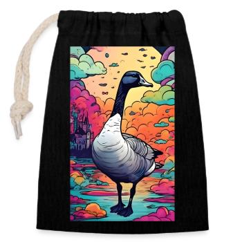 Märchenhafte Gans Gans - Verschließbarer Geschenkbeutel aus Baumwolle (14x20cm) - Schwarz - Vorne