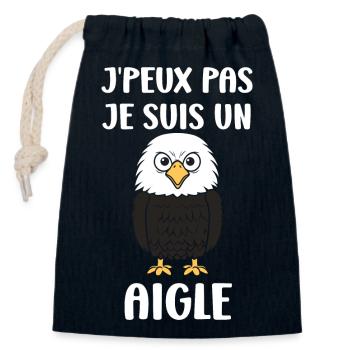 Citation humour Oiseau aigle - Sac cadeau en coton avec cordon (14 x 20 cm) - bleu marine - Devant