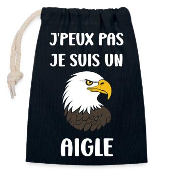 Citation humour Oiseau aigle - Sac cadeau en coton avec cordon (14 x 20 cm) - bleu marine - Devant
