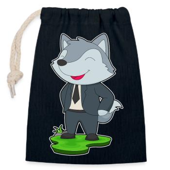 Wolf Groom Tie Wedding - Closable cotton gift bag (14x20cm) - navy - Front