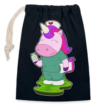 Unicorn Nurse Medicine - Closable cotton gift bag (14x20cm) - navy - Front