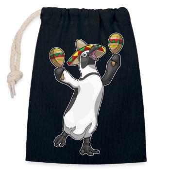Penguin Musician Rattle Music - Closable cotton gift bag (14x20cm) - navy - Front