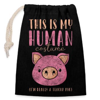 Teacup pet - Closable cotton gift bag (14x20cm) - black - Front