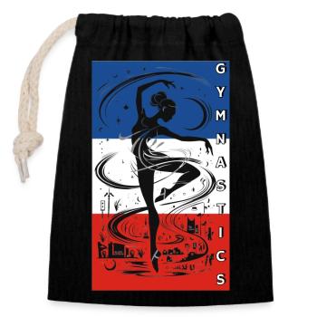 Gymnastique Francaise - Sac cadeau en coton avec cordon (14 x 20 cm) - noir - Devant
