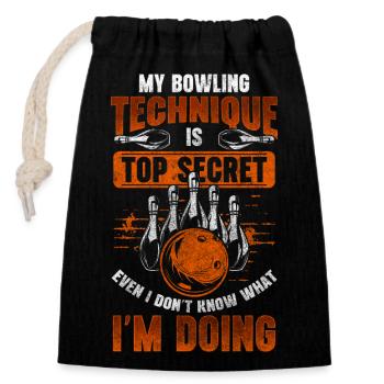 Bowler Pin Winner Bowling Club - Closable cotton gift bag (14x20cm) - black - Front