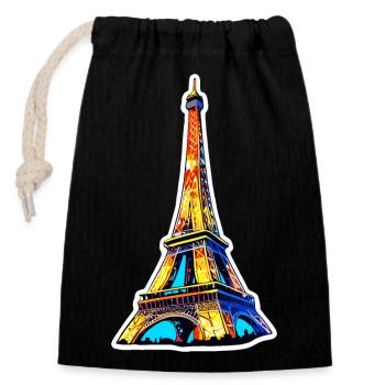 Eiffel tower #20 - Closable cotton gift bag (14x20cm) - black - Front