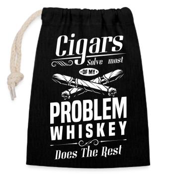 Cigars Steaming Whiskey Enjoyment - Closable cotton gift bag (14x20cm) - black - Front