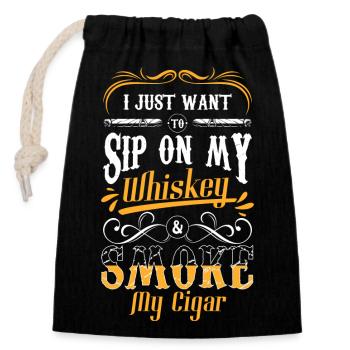Cigar Lounge Smoke Enjoyment - Closable cotton gift bag (14x20cm) - black - Front