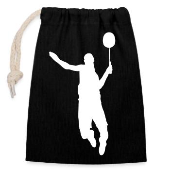 Tennis Badminton Federball Spieler Geschenk - Verschließbarer Geschenkbeutel aus Baumwolle (14x20cm) - Schwarz - Vorne