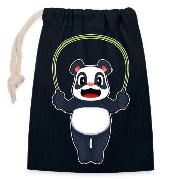 Panda Seilspringen Springseil Fitness - Verschließbarer Geschenkbeutel aus Baumwolle (14x20cm) - Navy - Vorne