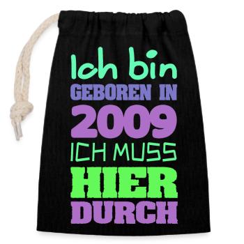 in 2009 - Closable cotton gift bag (14x20cm) - black - Front