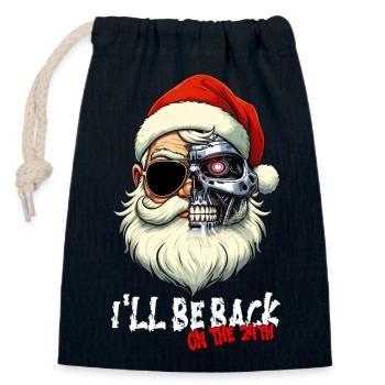 Cyber Santa Claus Terminator I ́LL BE BACK - Closable cotton gift bag (14x20cm) - navy - Front