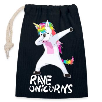 Logo Rave Unicorns White Text - Closable cotton gift bag (14x20cm) - navy - Front