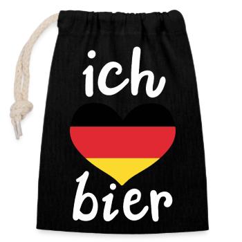 Ich liebe Bier 🍺❤️ - Verschließbarer Geschenkbeutel aus Baumwolle (14x20cm) - Schwarz - Vorne