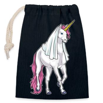 Einhorn Braut Schleier Hochzeit - Verschließbarer Geschenkbeutel aus Baumwolle (14x20cm) - Navy - Vorne