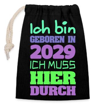 2029 - Verschließbarer Geschenkbeutel aus Baumwolle (14x20cm) - Schwarz - Vorne