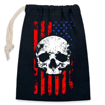 American Flag Skull - Closable cotton gift bag (14x20cm) - navy - Front