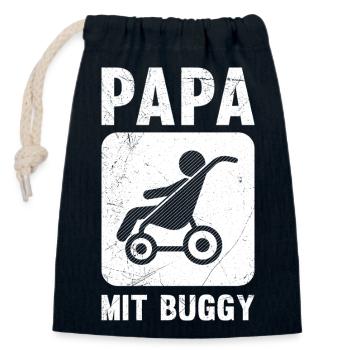 Expectant father DAD WITH BUGGY Funny - Closable cotton gift bag (14x20cm) - navy - Front