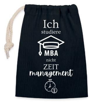MBA Student Always Late: Late in Studies - Closable cotton gift bag (14x20cm) - navy - Front