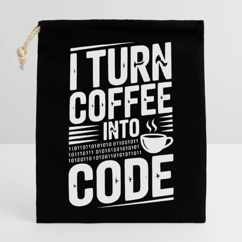 I Turn Coffee Into Code Closable cotton gift bag (14x20cm)