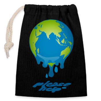 Melting Globe - Closable cotton gift bag (14x20cm) - black - Front