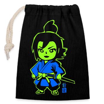 Neon Ninja Chibi in Kimono - Closable cotton gift bag (14x20cm) - black - Front
