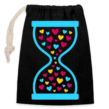Love Never Stops-Hourglass of Timeless Love  - Closable cotton gift bag (14x20cm) - black - Front