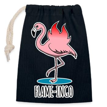 Flame-Ingo - ein flammender Flamingo - Verschließbarer Geschenkbeutel aus Baumwolle (14x20cm) - Navy - Vorne